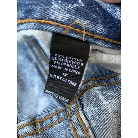 Ashley Stewart Acid Wash Distressed Denim Jeans Blue Lightweight Stretch Sz 12 - Picture 4 of 7